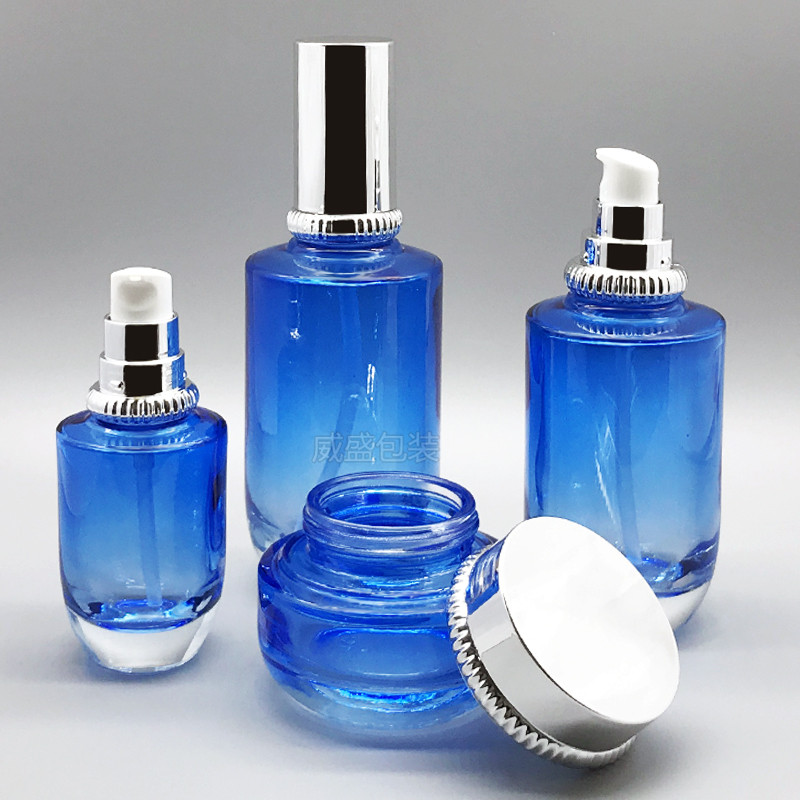 石榴瓶子套装 银色化妆品玻璃瓶现货 乳液按压瓶(图3)