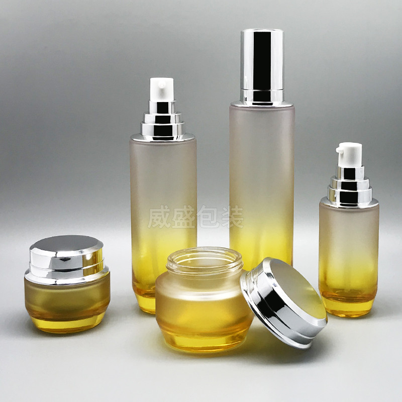化妆品玻璃瓶 化妆品套装瓶子 乳液按压瓶子定制(图2)