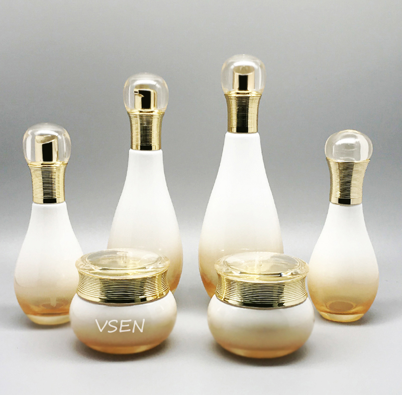 保龄球化妆品玻璃瓶套装  乳液按压瓶150ml 面霜瓶(图4)